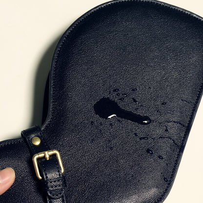 Cat Shaped Leather Crossbody Bag in Midnight Black