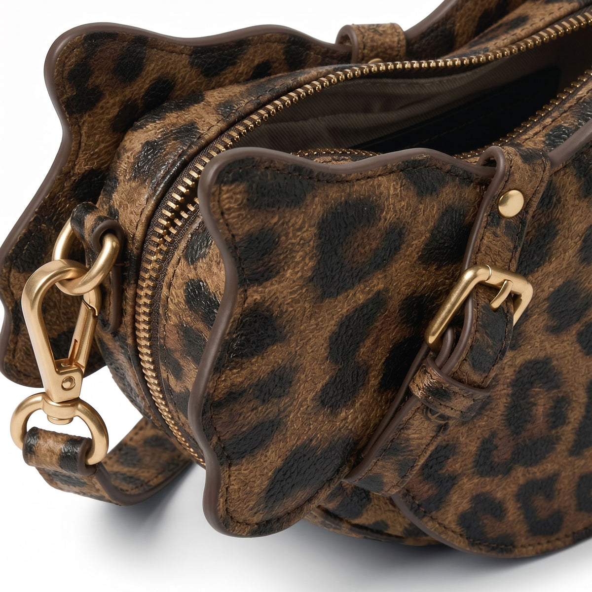 Cat Shaped Leather Crossbody Bag in Wild Leopard | Raw & Radiant
