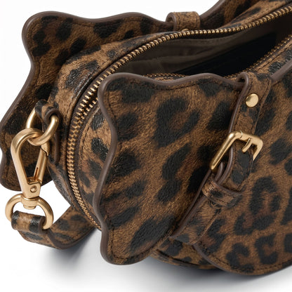 Cat Shaped Leather Crossbody Bag in Wild Leopard