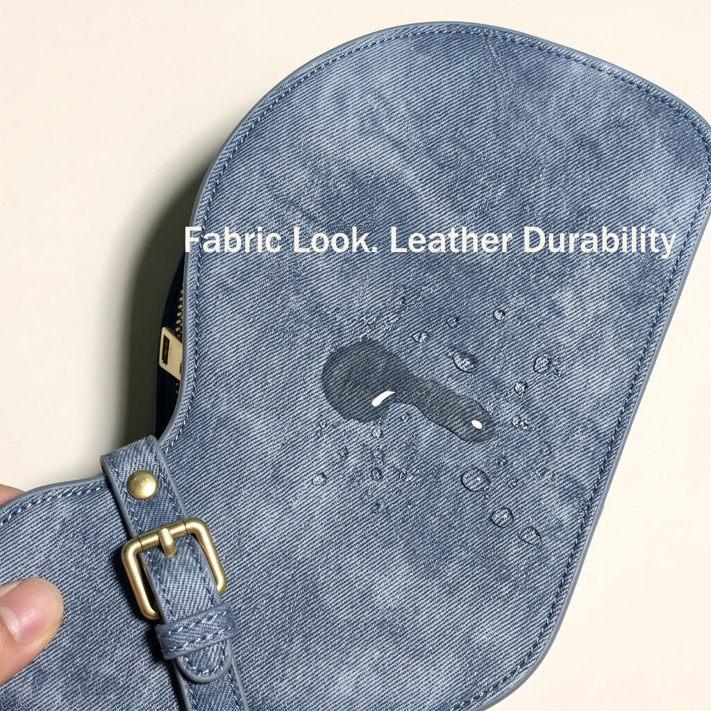 Cat Shaped Leather Crossbody Bag in Vintage Denim | Raw & Radiant