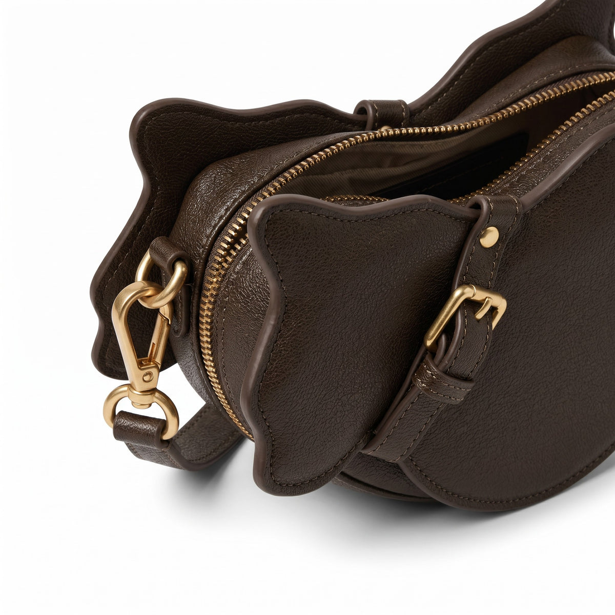 Cat Shaped Leather Crossbody Bag in Espresso Brown | Raw & Radiant